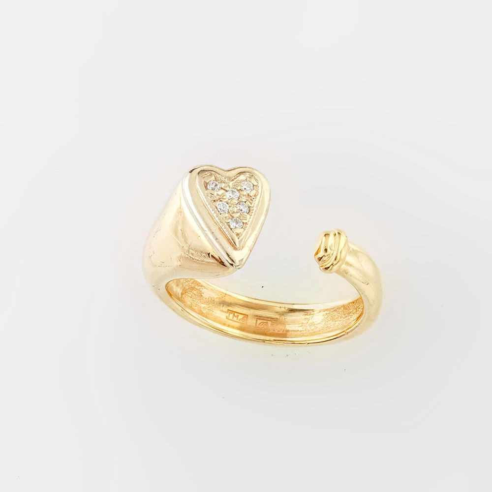 Кольцо с фианитом из желтого золота 585 пробы