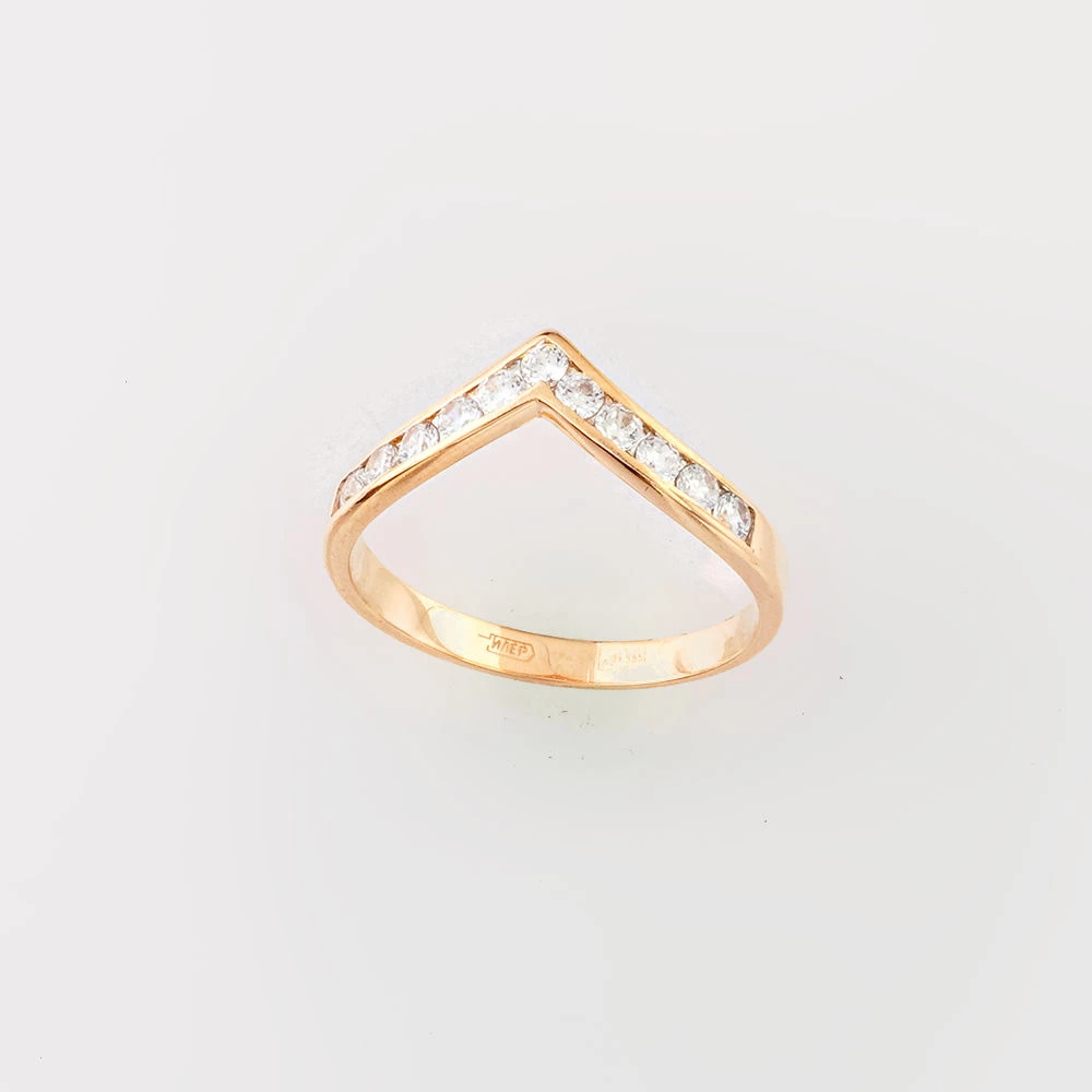 Кольцо с фианитом из красного золота 585 пробы