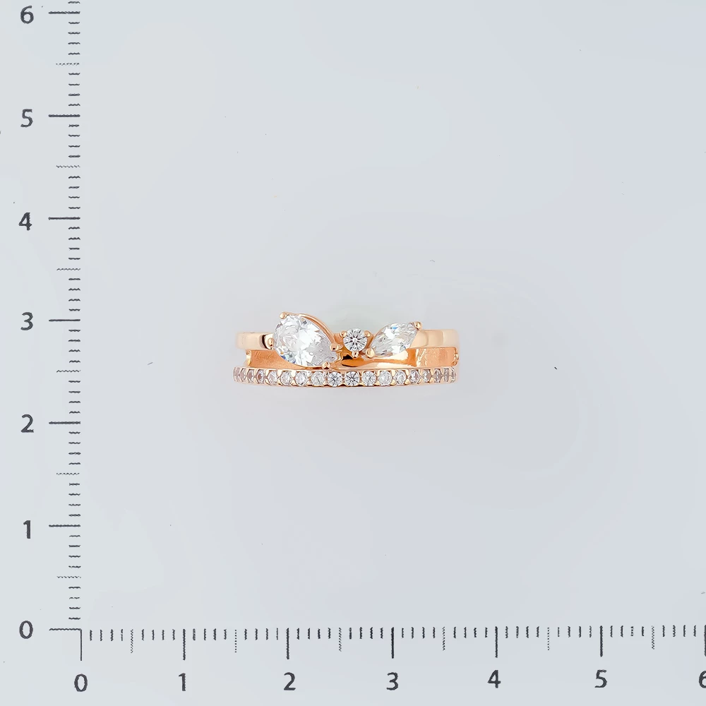 Кольцо с фианитом из красного золота 585 пробы