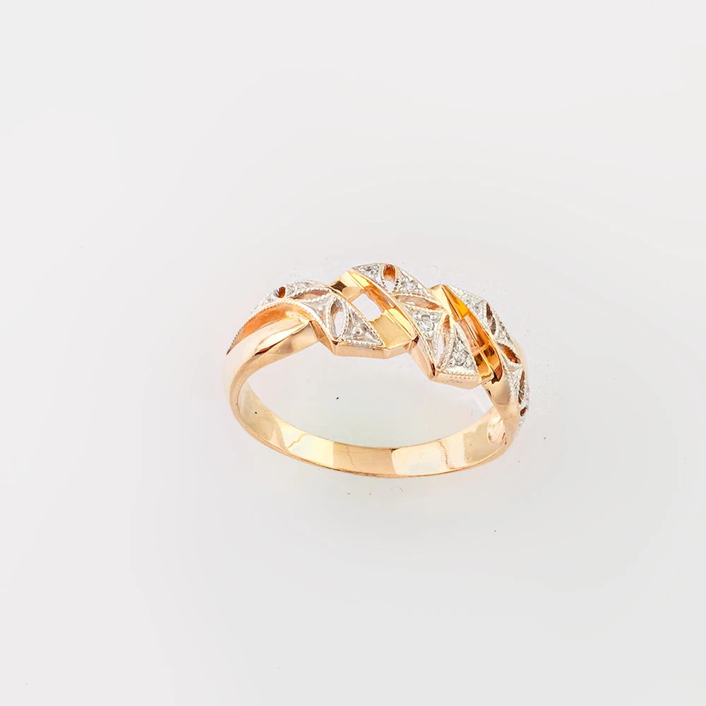 Кольцо с фианитом из красного золота 585 пробы