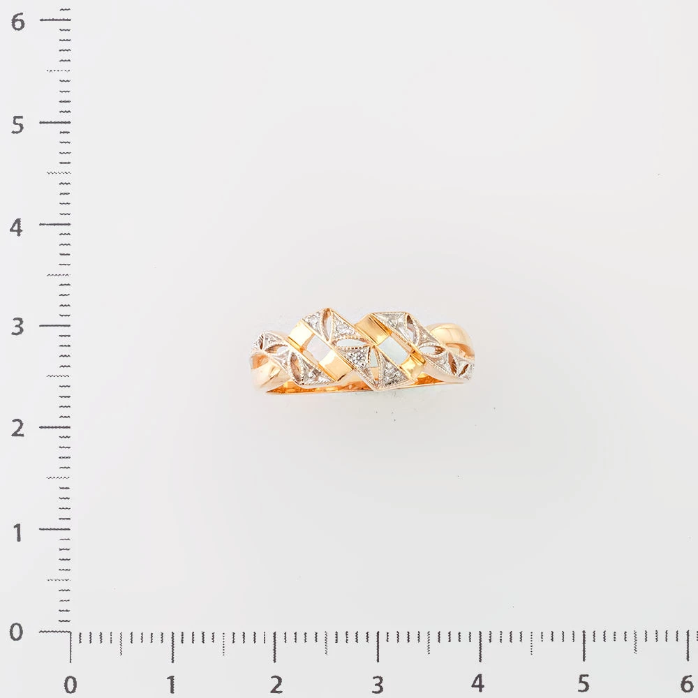 Кольцо с фианитом из красного золота 585 пробы