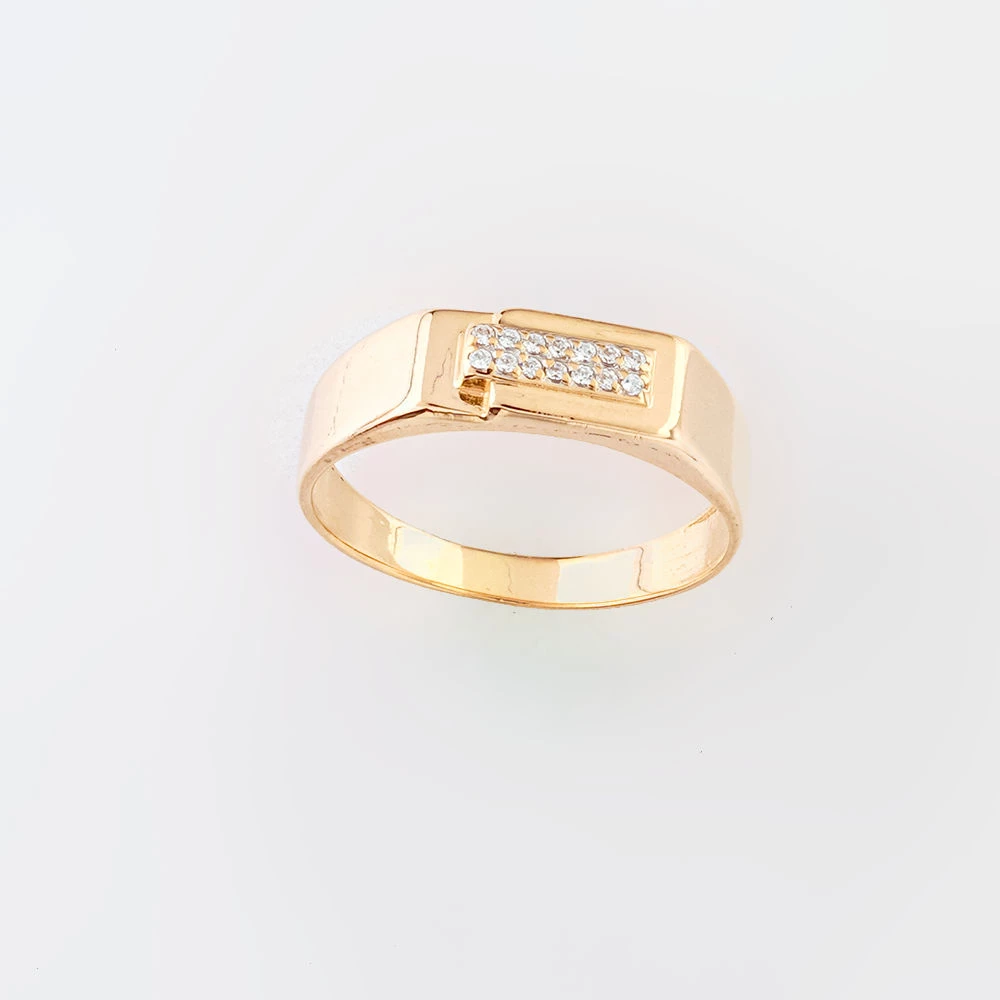 Кольцо с фианитом из красного золота 585 пробы