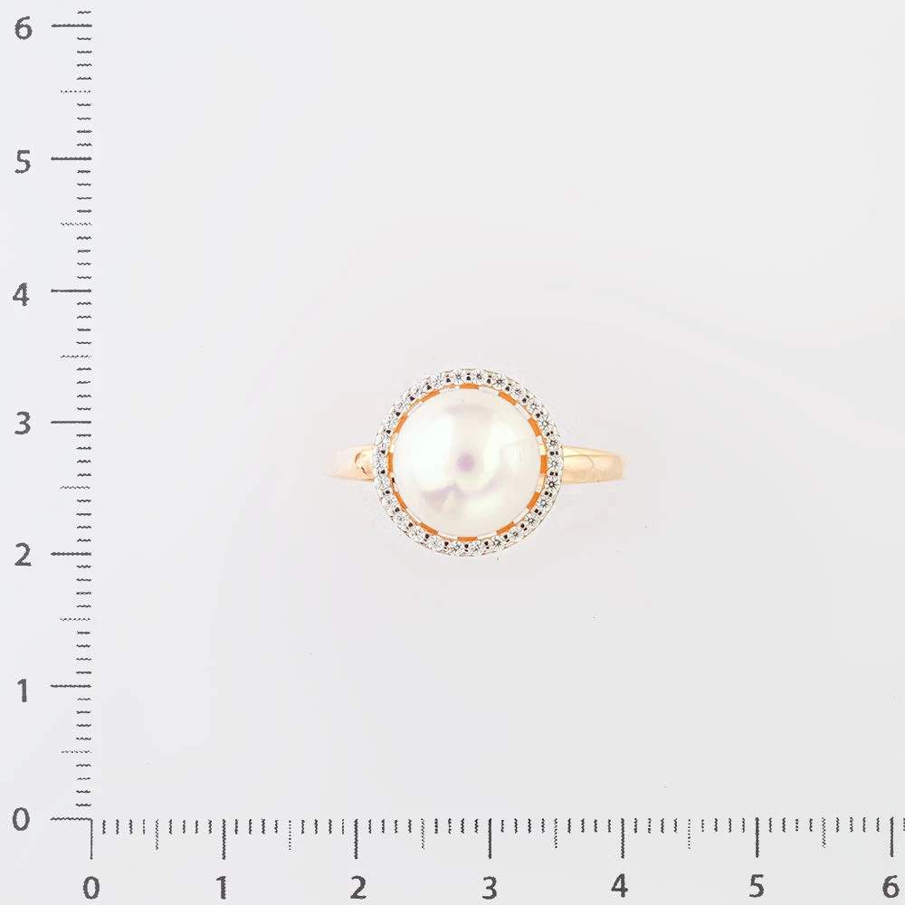 Кольцо с культивированным жемчугом из красного золота 585 пробы