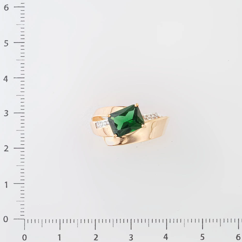 Кольцо с фианитом из красного золота 585 пробы