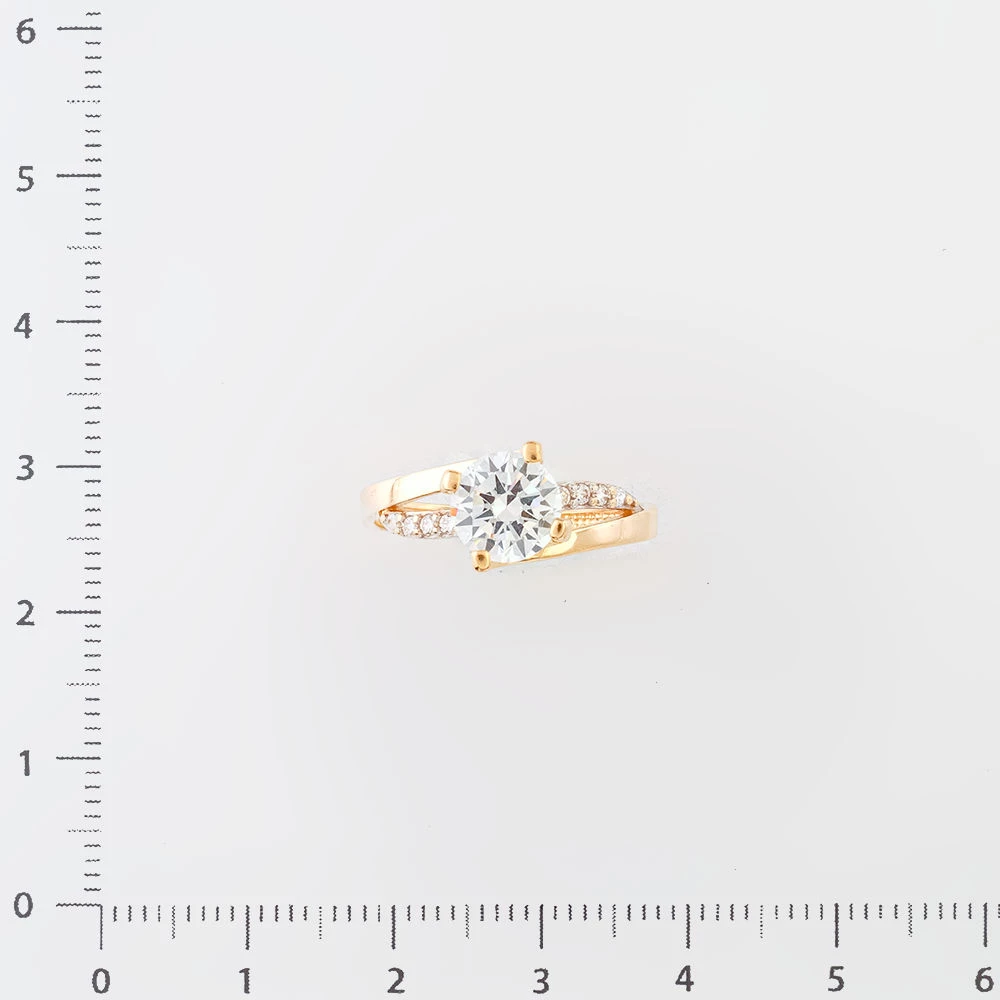 Кольцо с фианитом из красного золота 585 пробы