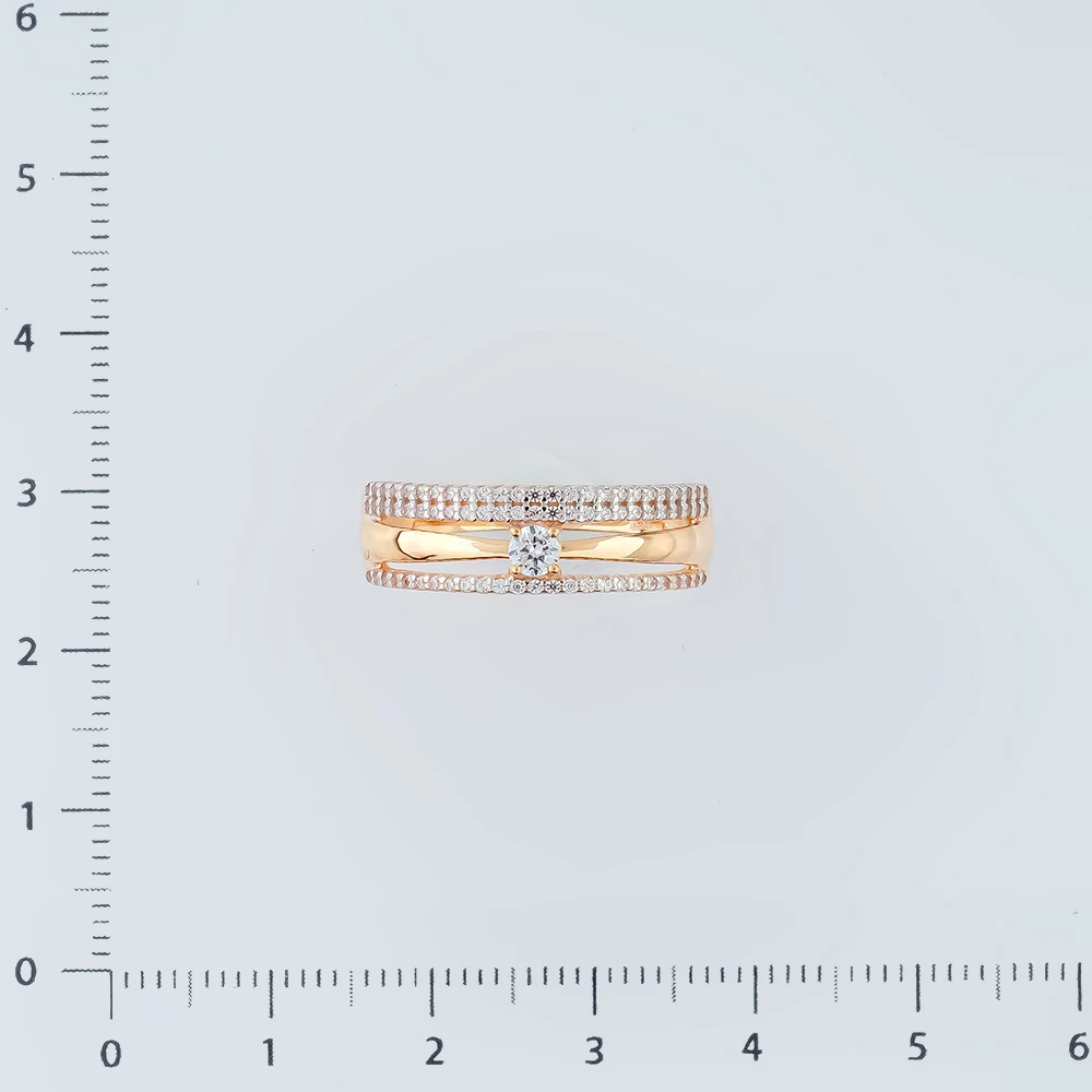 Кольцо с фианитом из красного золота 585 пробы