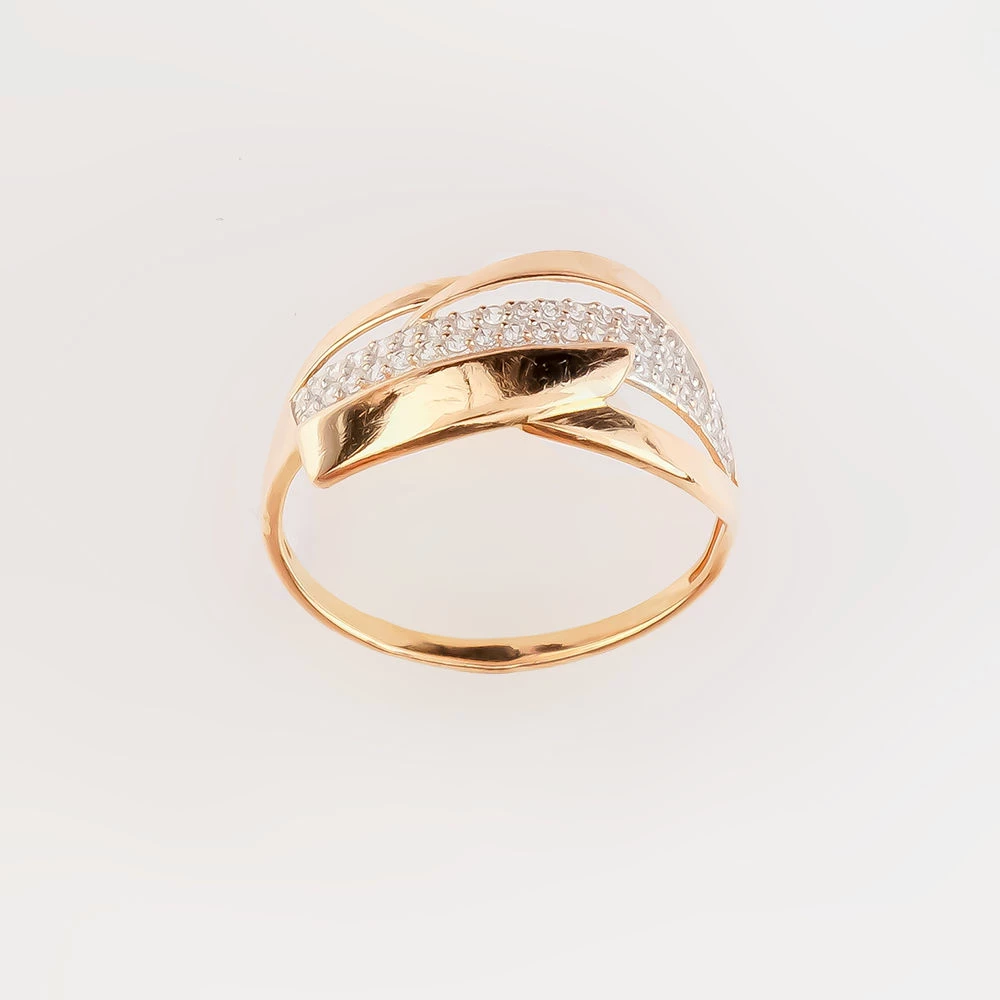 Кольцо с фианитом из красного золота 585 пробы