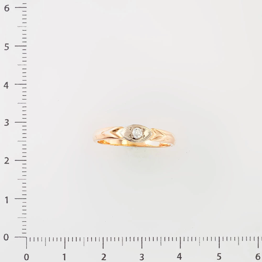 Кольцо с фианитом из красного золота 585 пробы