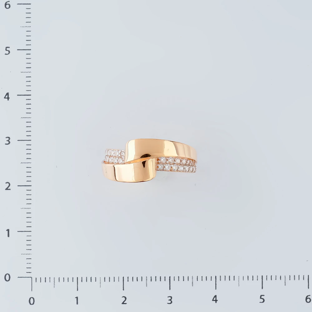 Кольцо с фианитом из красного золота 585 пробы