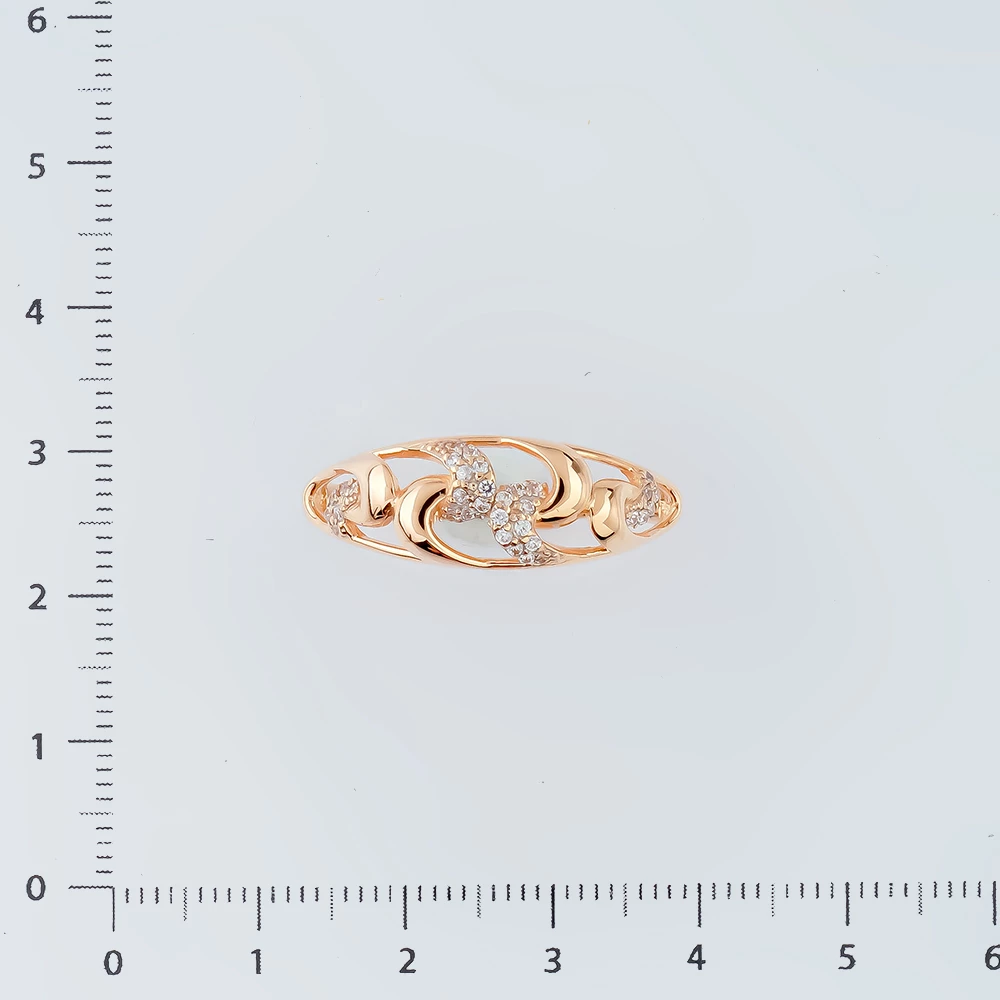 Кольцо с фианитом из красного золота 585 пробы