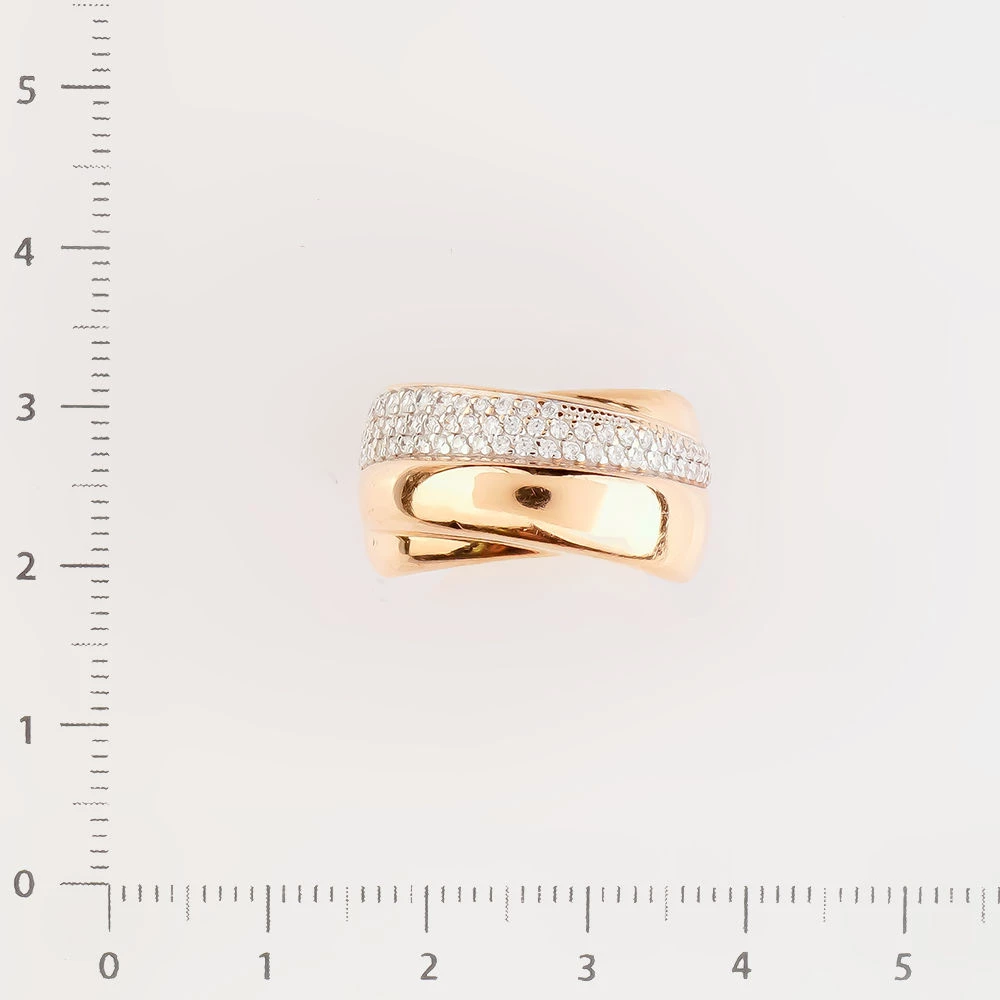 Кольцо с фианитом из красного золота 585 пробы