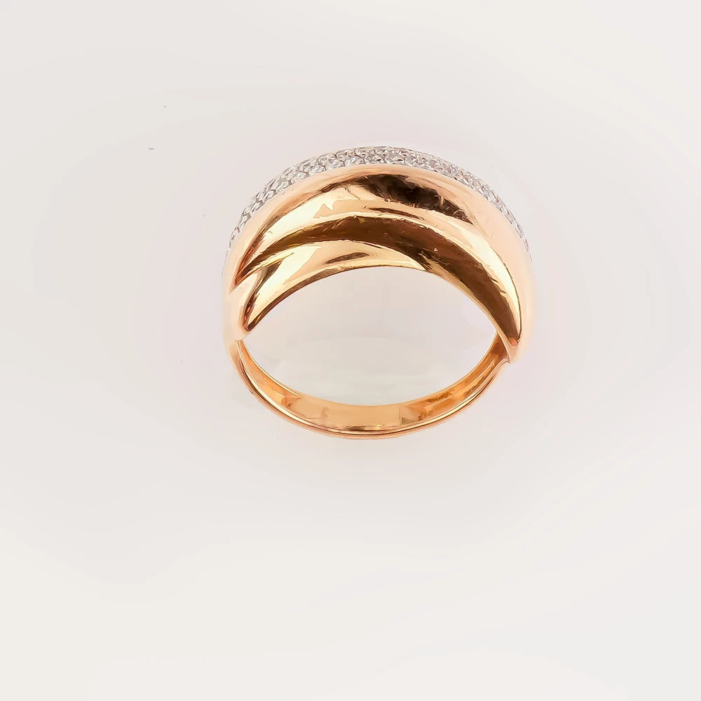 Кольцо с фианитом из красного золота 585 пробы