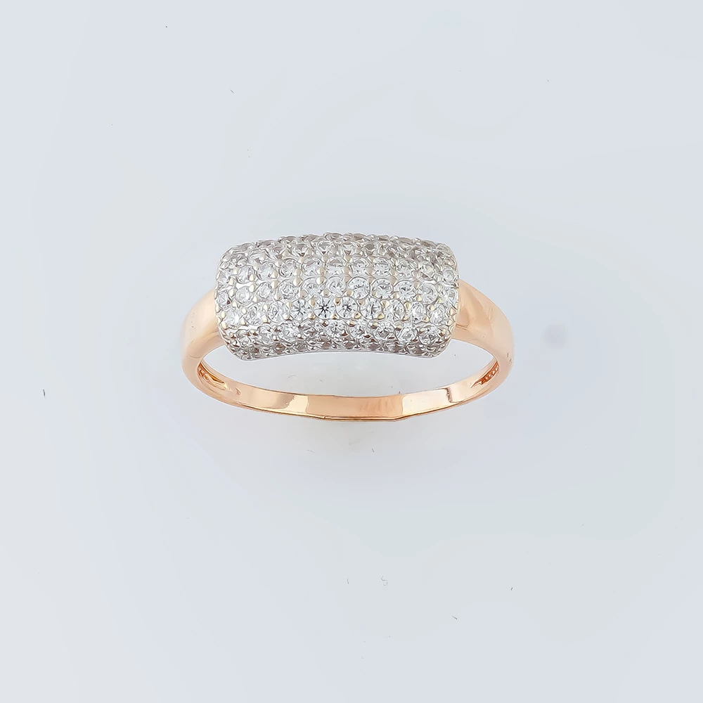 Кольцо с фианитом из красного золота 585 пробы