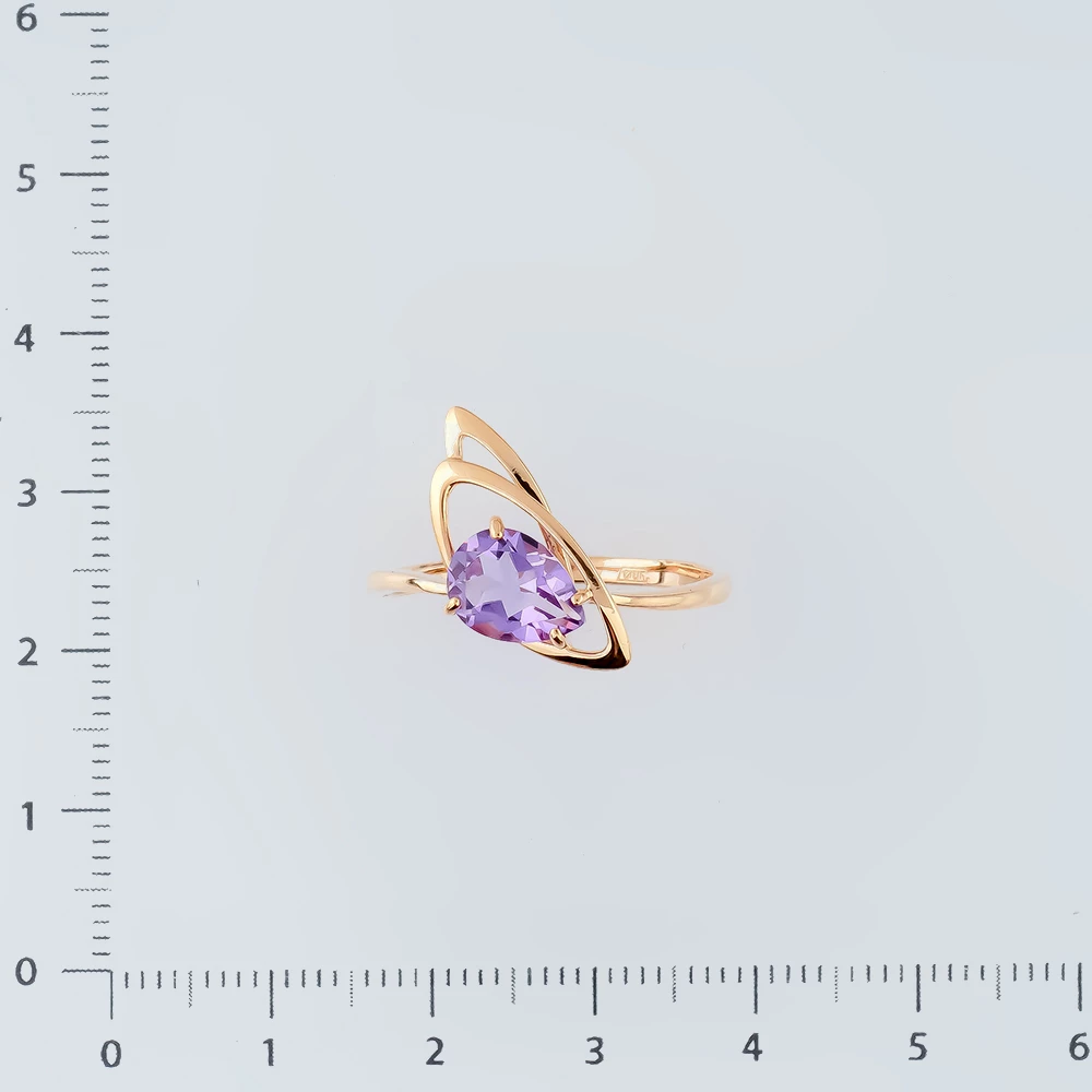 Кольцо с аметистом из красного золота 585 пробы