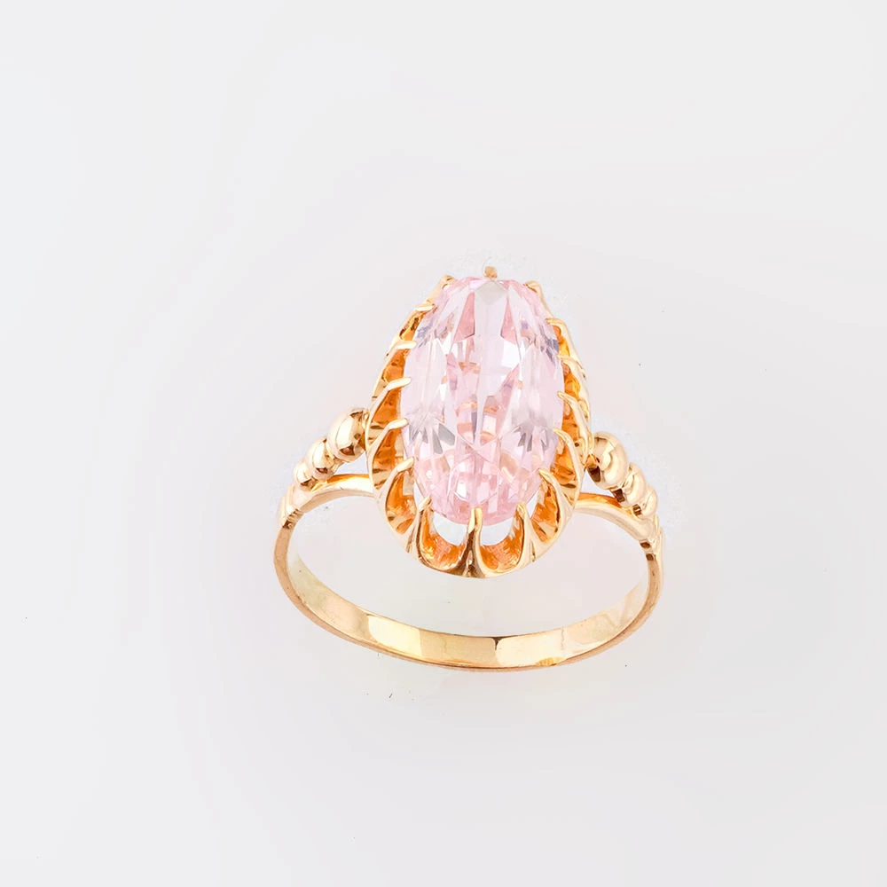 Кольцо с фианитом из красного золота 583 пробы