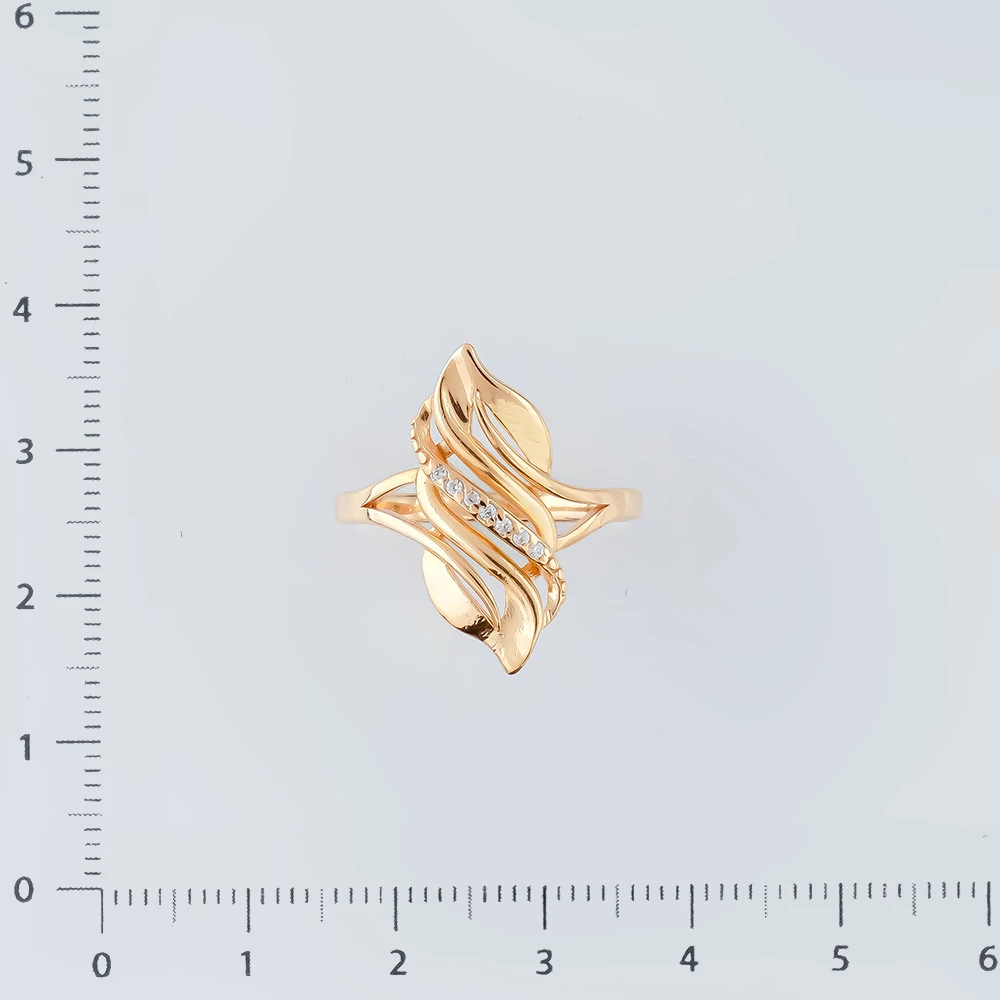 Кольцо с фианитом из красного золота 585 пробы