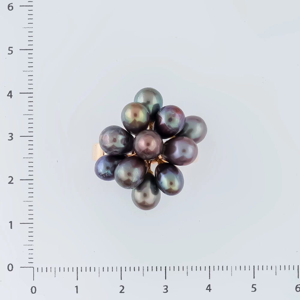 Кольцо с культивированным жемчугом из красного золота 585 пробы