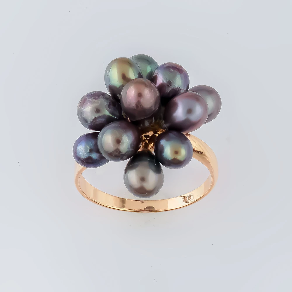 Кольцо с культивированным жемчугом из красного золота 585 пробы