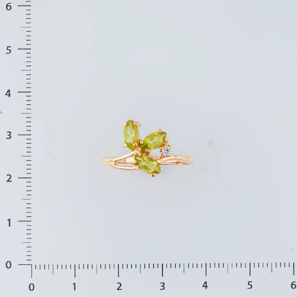 Кольцо с хризолитом из красного золота 585 пробы