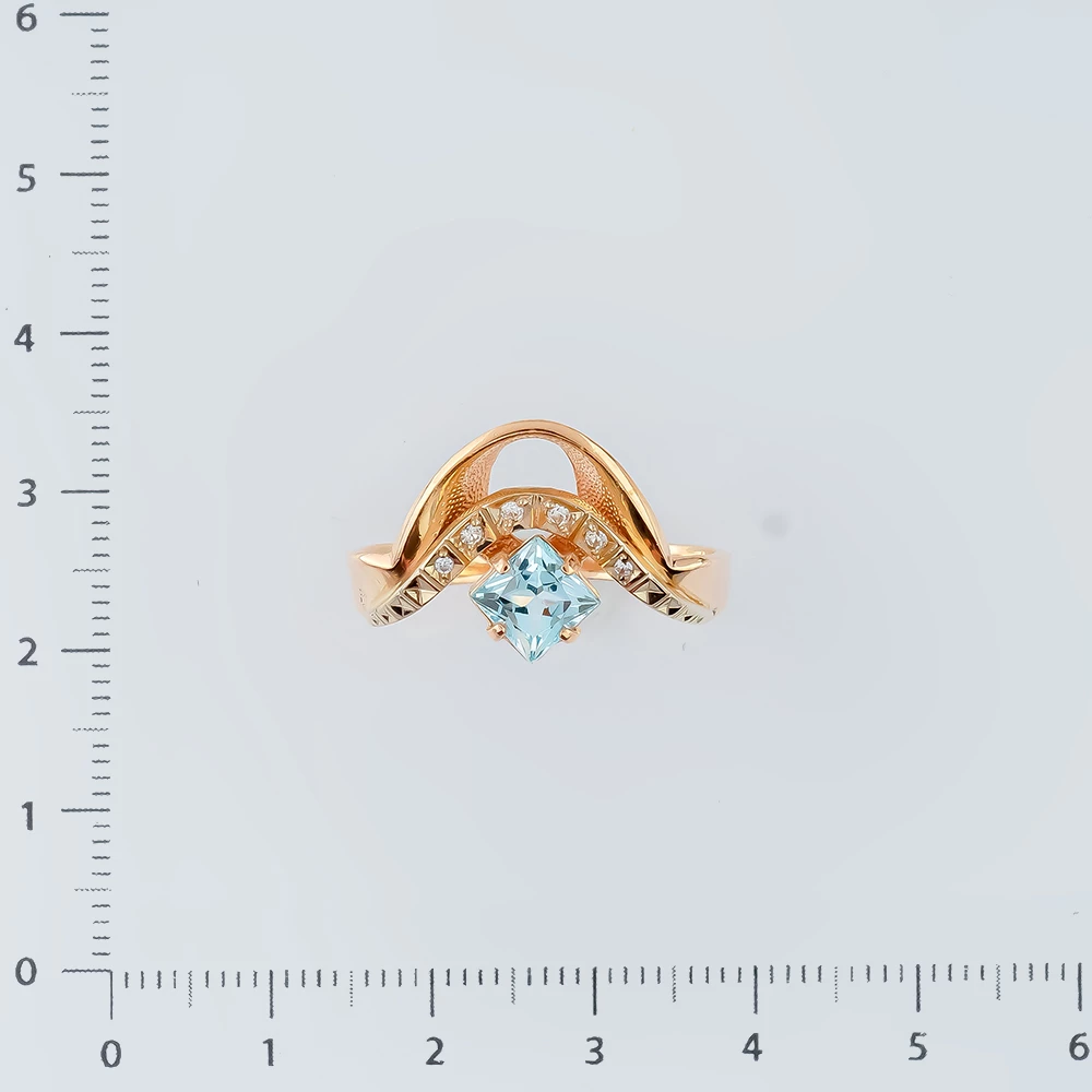 Кольцо с топазом из красного золота 585 пробы