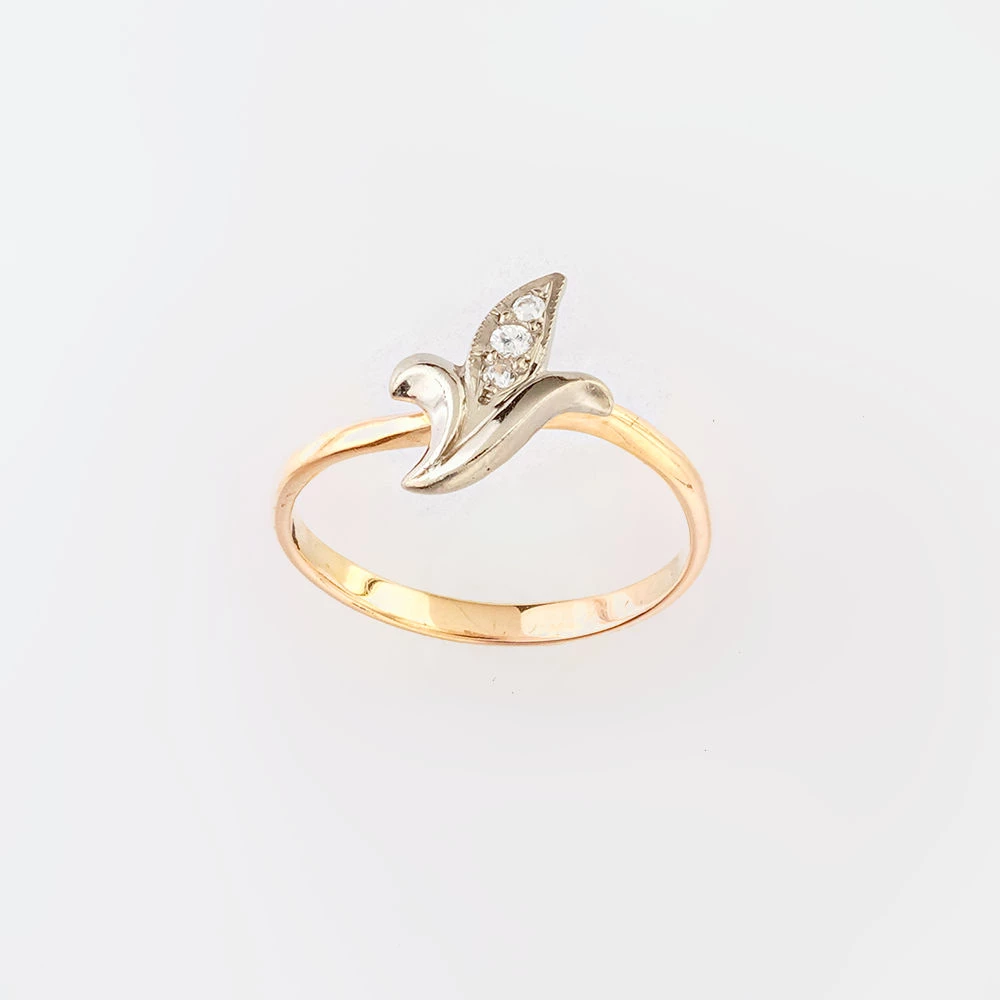 Кольцо с фианитом из красного золота 585 пробы