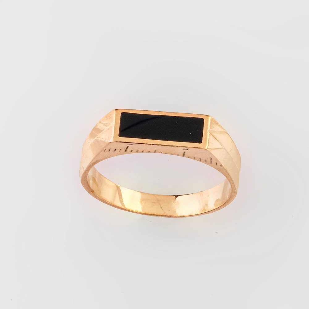 Кольцо с агатом из красного золота 585 пробы