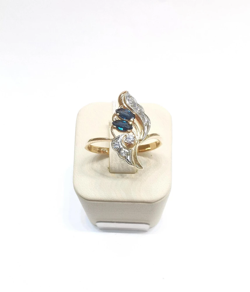 Кольцо с сапфиром из красного золота 585 пробы