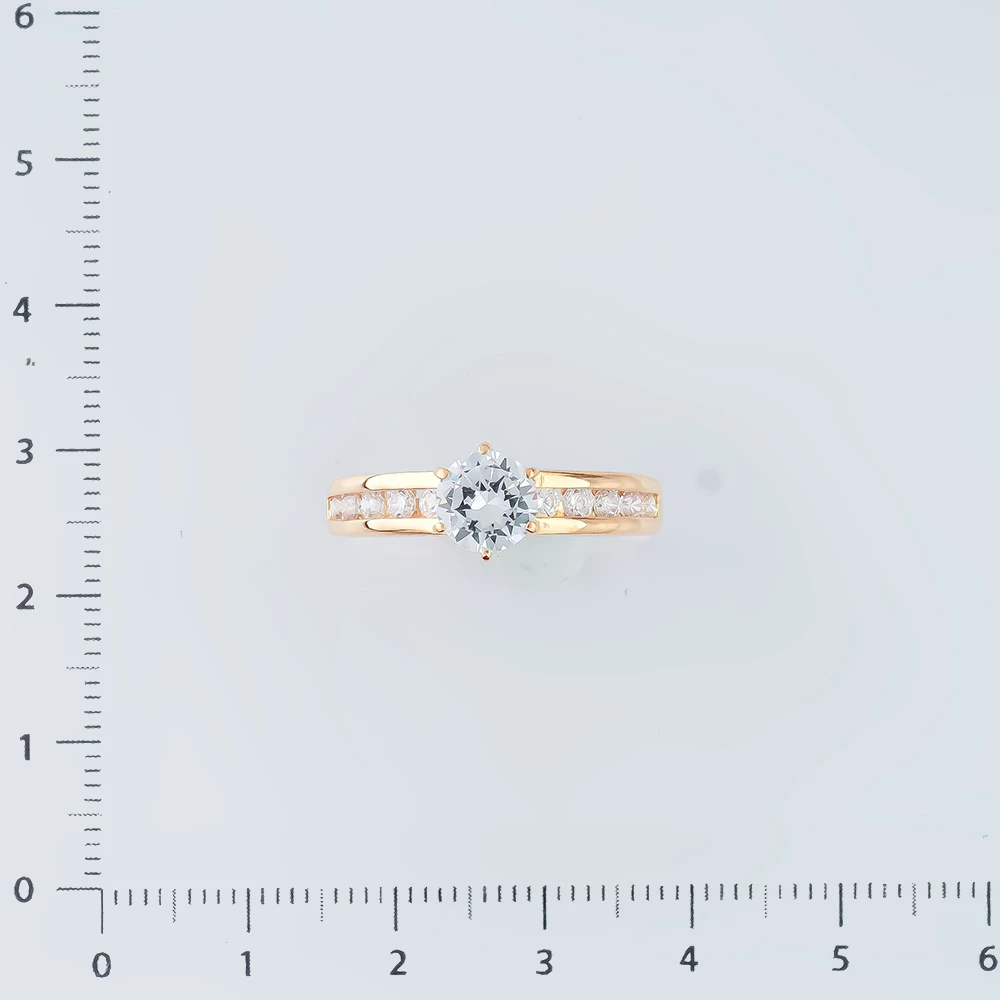 Кольцо с фианитом из красного золота 585 пробы