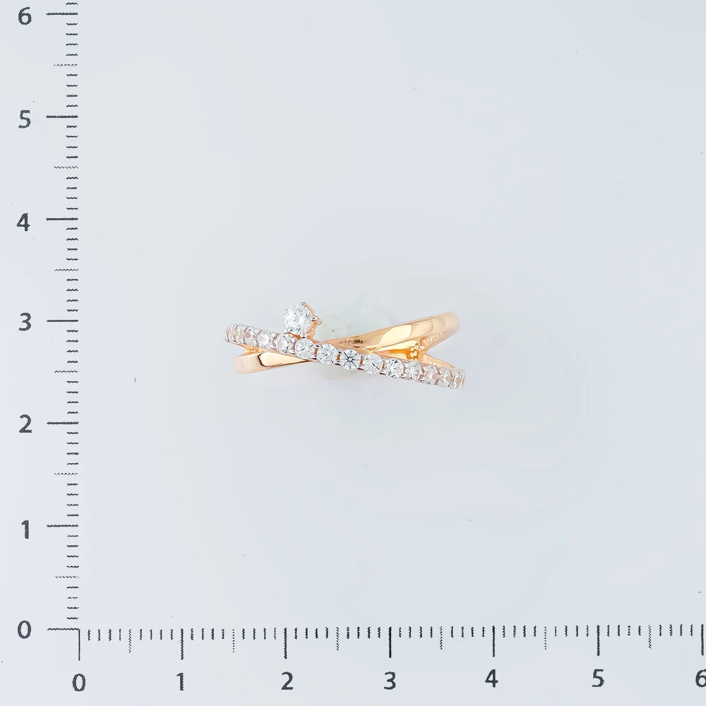 Кольцо с фианитом из красного золота 585 пробы