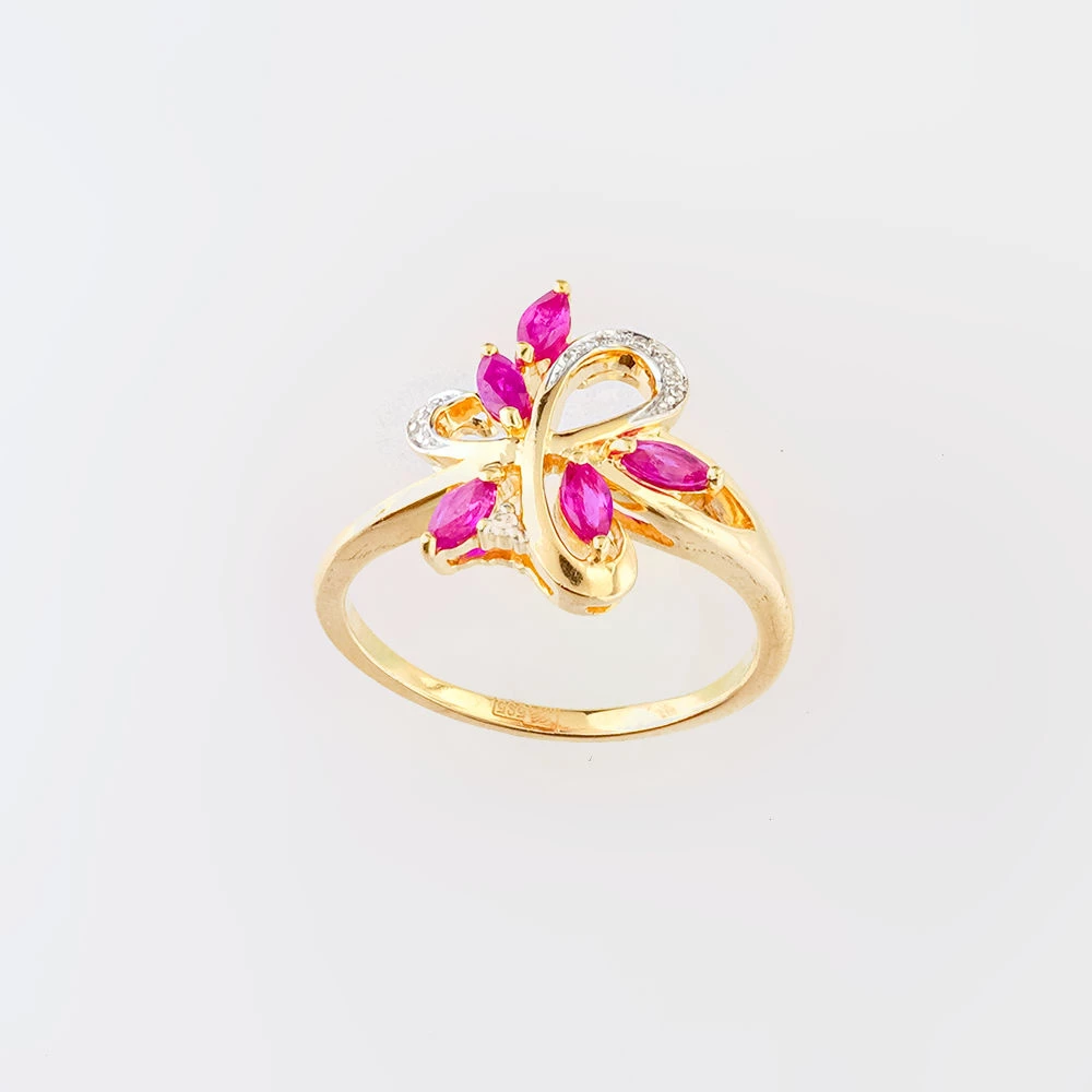 Кольцо с рубином из желтого золота 585 пробы