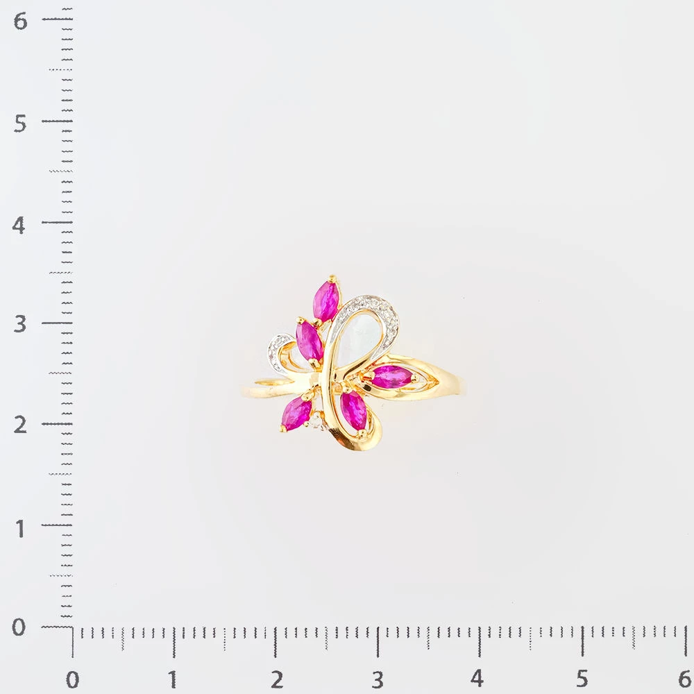 Кольцо с рубином из желтого золота 585 пробы