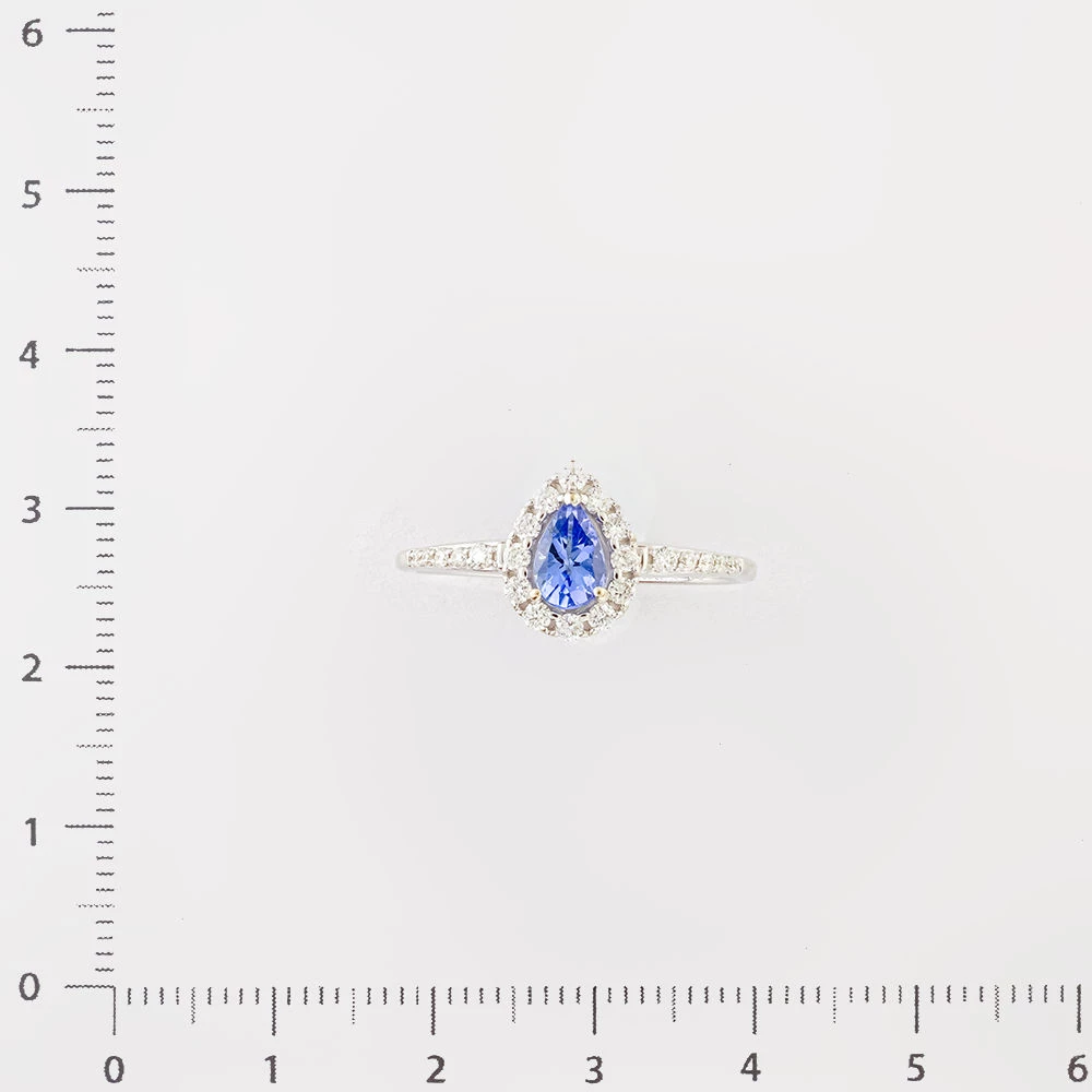 Кольцо с танзанитом из белого золота 585 пробы