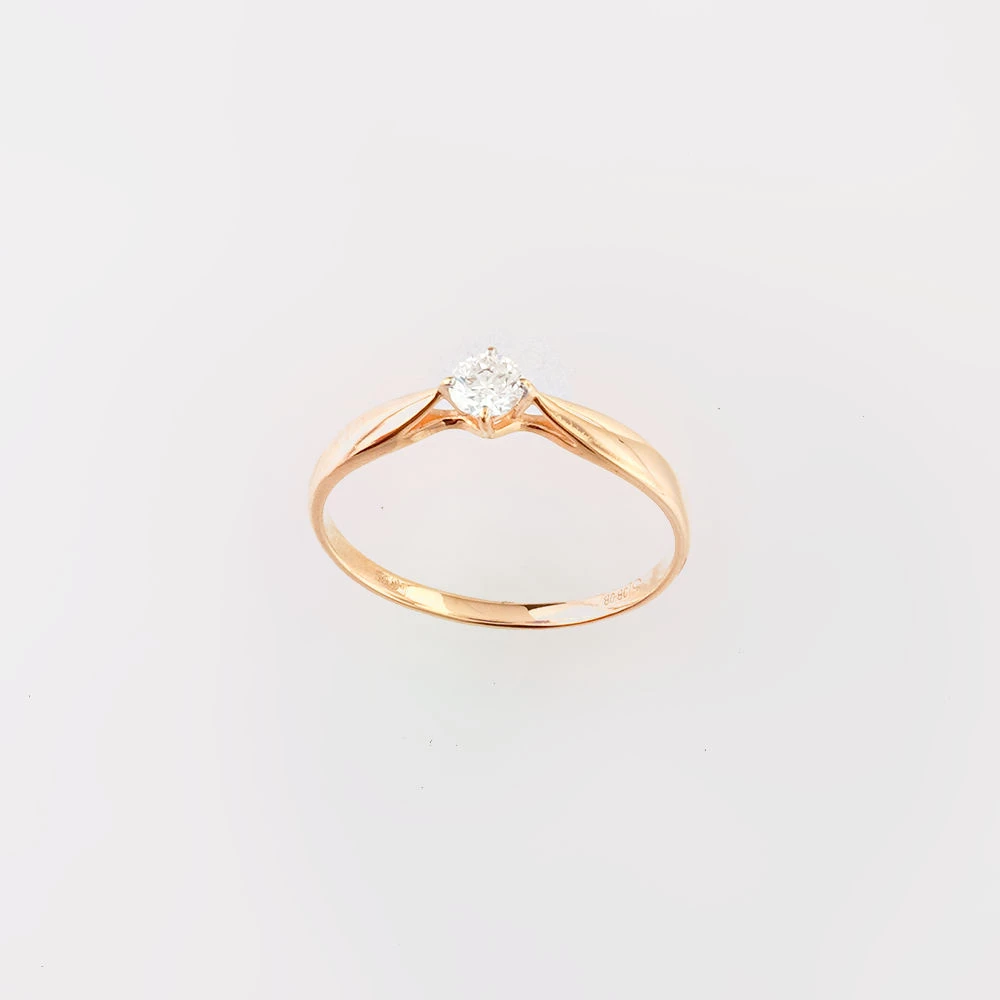 Кольцо с бриллиантом из красного золота 585 пробы