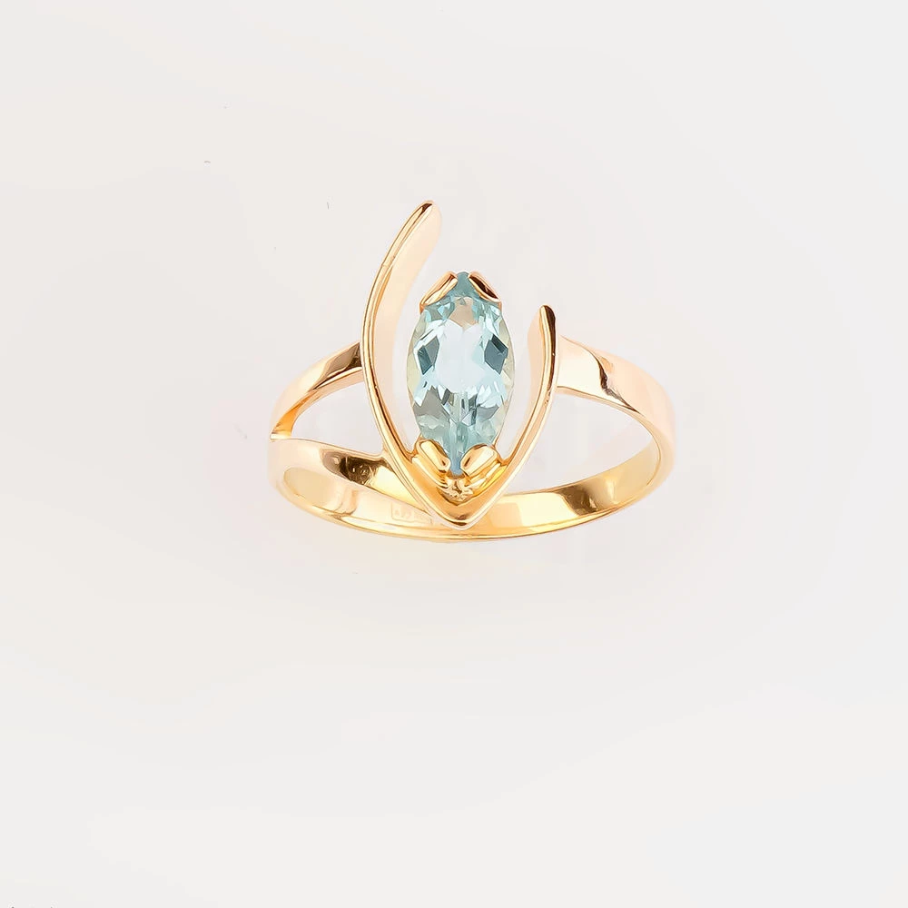 Кольцо с топазом из красного золота 585 пробы