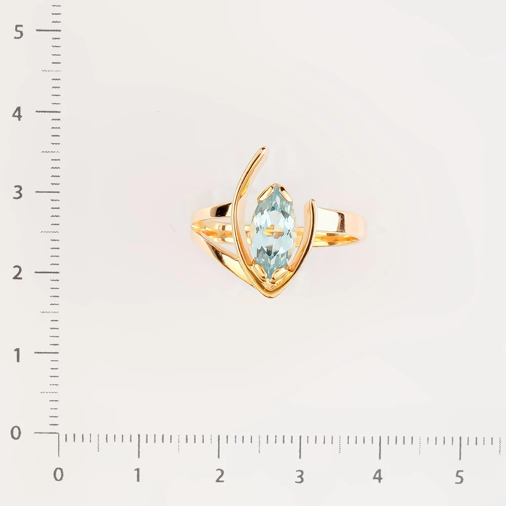 Кольцо с топазом из красного золота 585 пробы