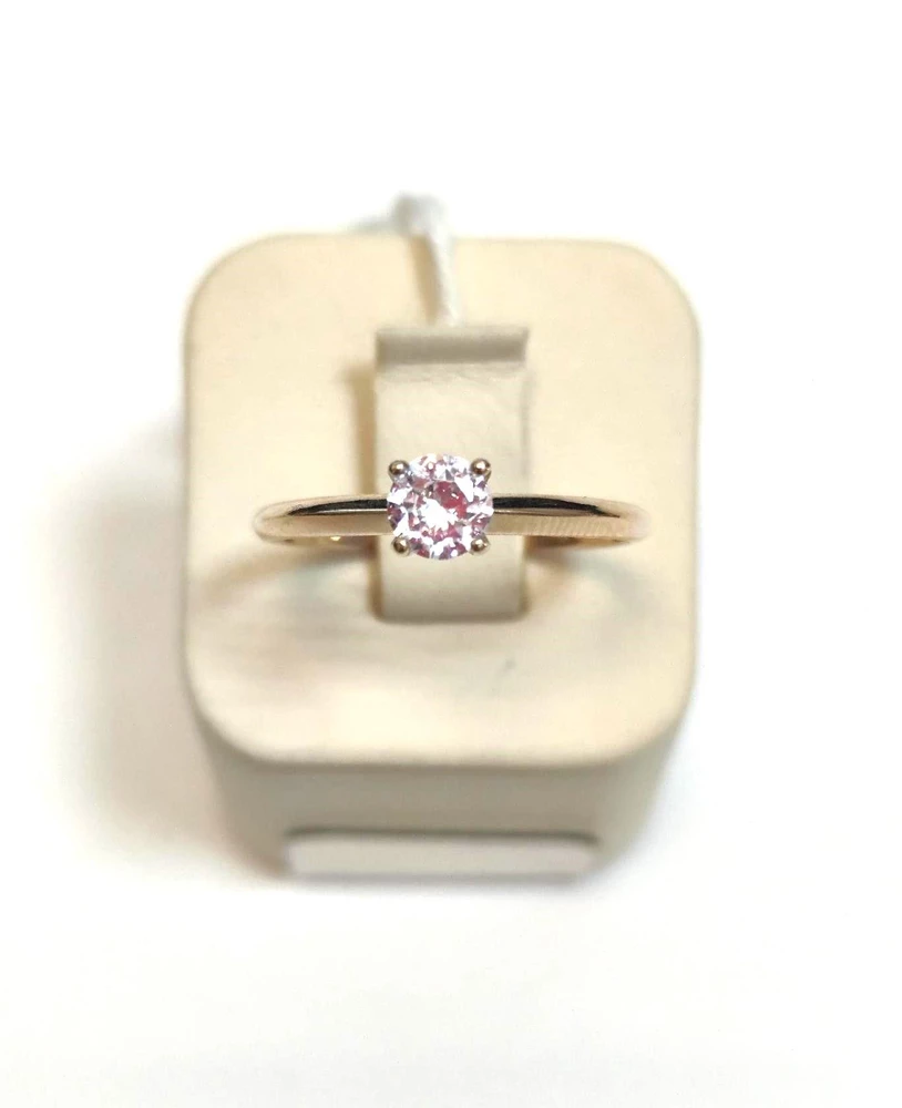 Кольцо с фианитом из красного золота 585 пробы