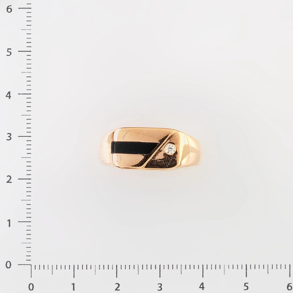 Кольцо с эмалью из красного золота 585 пробы