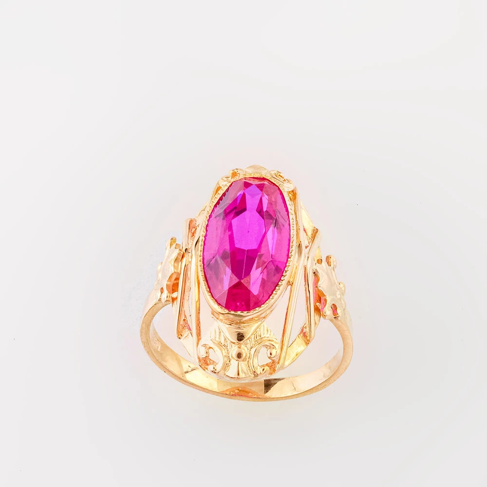 Кольцо с фианитом из красного золота 583 пробы