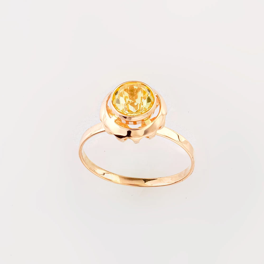 Кольцо с фианитом из красного золота 583 пробы