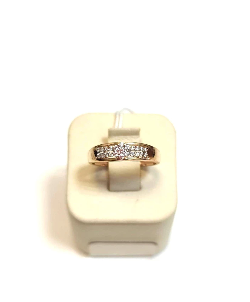 Кольцо с фианитом из красного золота 585 пробы