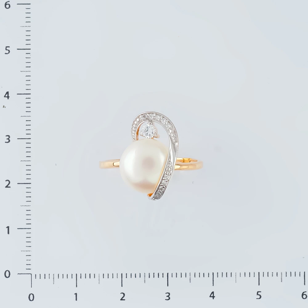 Кольцо с культивированным жемчугом из красного золота 585 пробы