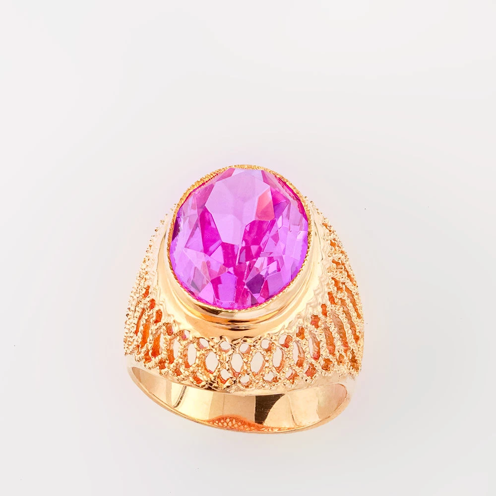 Кольцо с фианитом из красного золота 583 пробы