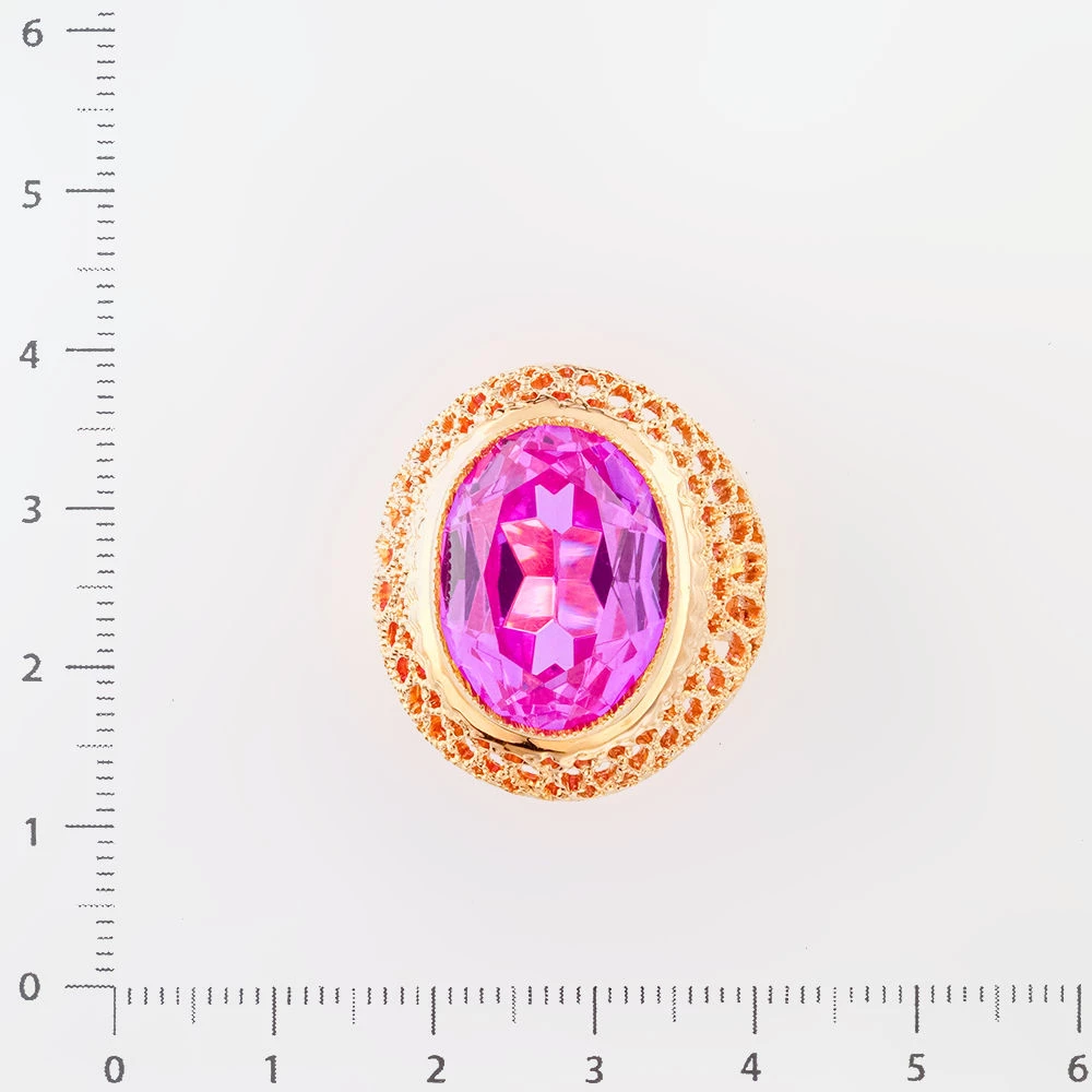 Кольцо с фианитом из красного золота 583 пробы