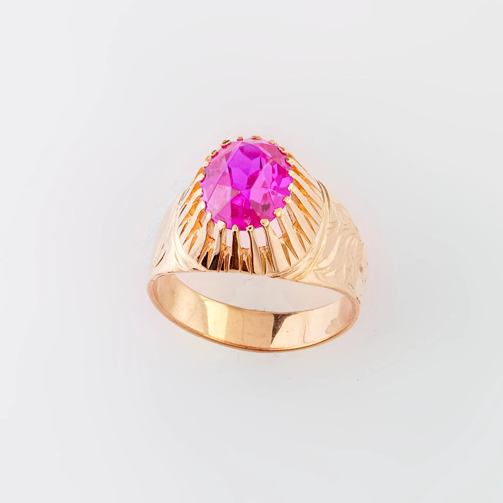 Кольцо с фианитом из красного золота 583 пробы