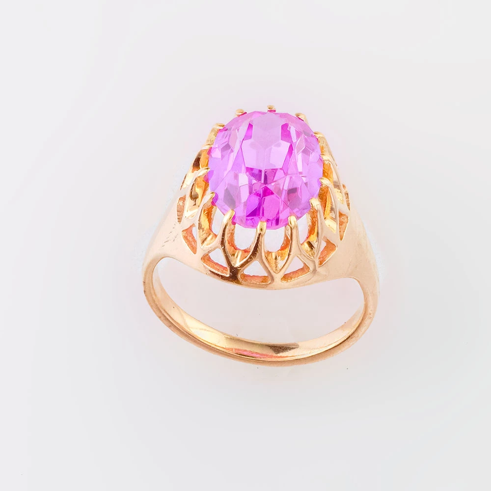 Кольцо с фианитом из красного золота 583 пробы