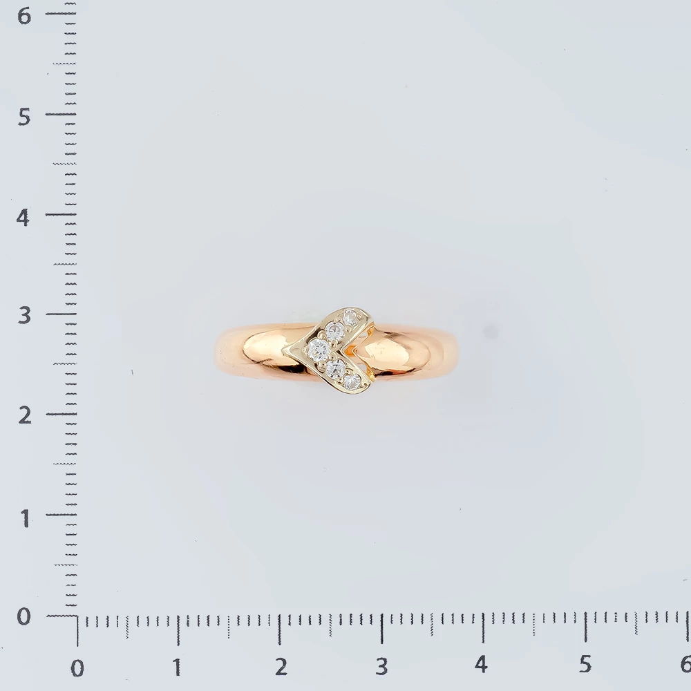 Кольцо с фианитом из красного золота 585 пробы