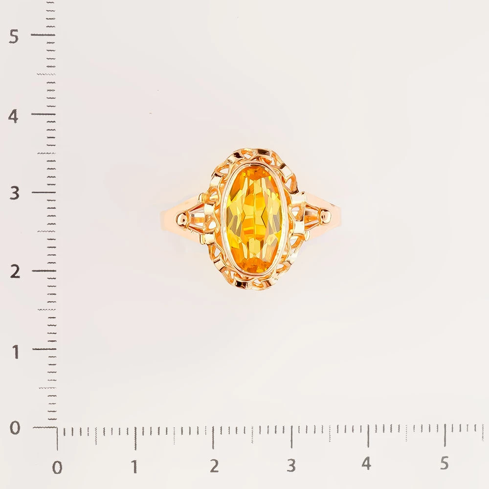 Кольцо с фианитом из красного золота 583 пробы