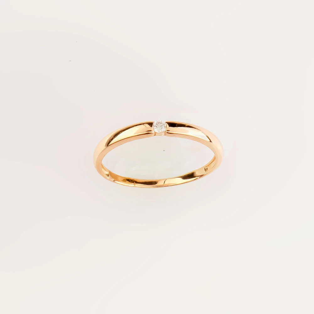 Кольцо с бриллиантом из красного золота 585 пробы