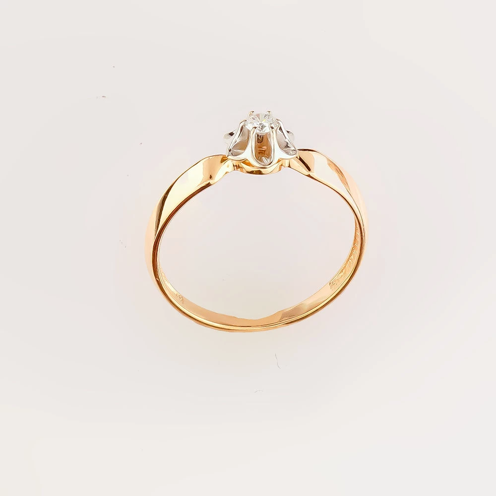 Кольцо с бриллиантом из красного золота 585 пробы