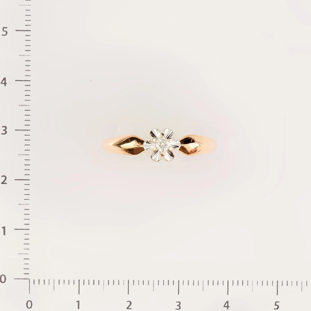 Кольцо с бриллиантом из красного золота 585 пробы